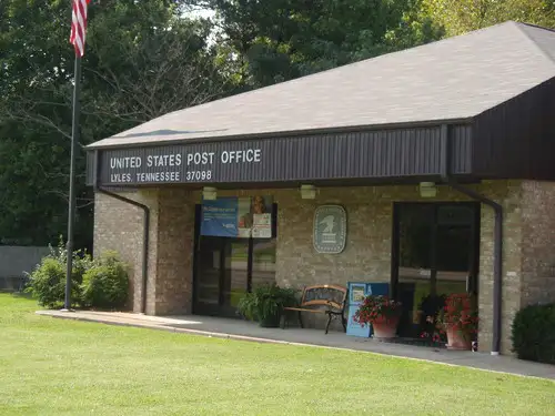 City of Lyles, TN front of the post office, flag on the left hand side