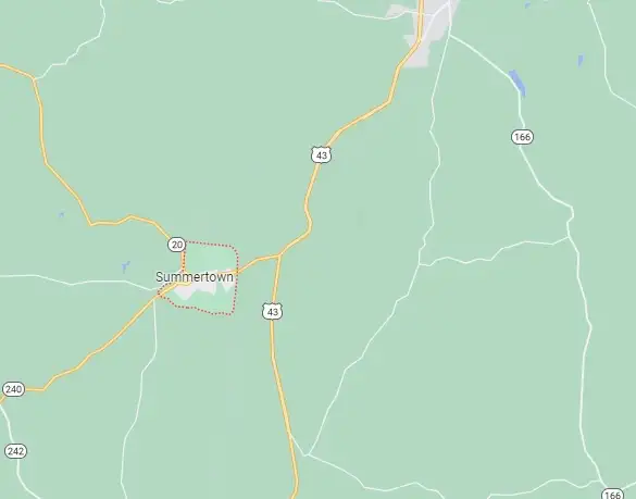 Roto-Rooter Plumbing Summertown, TN service area map